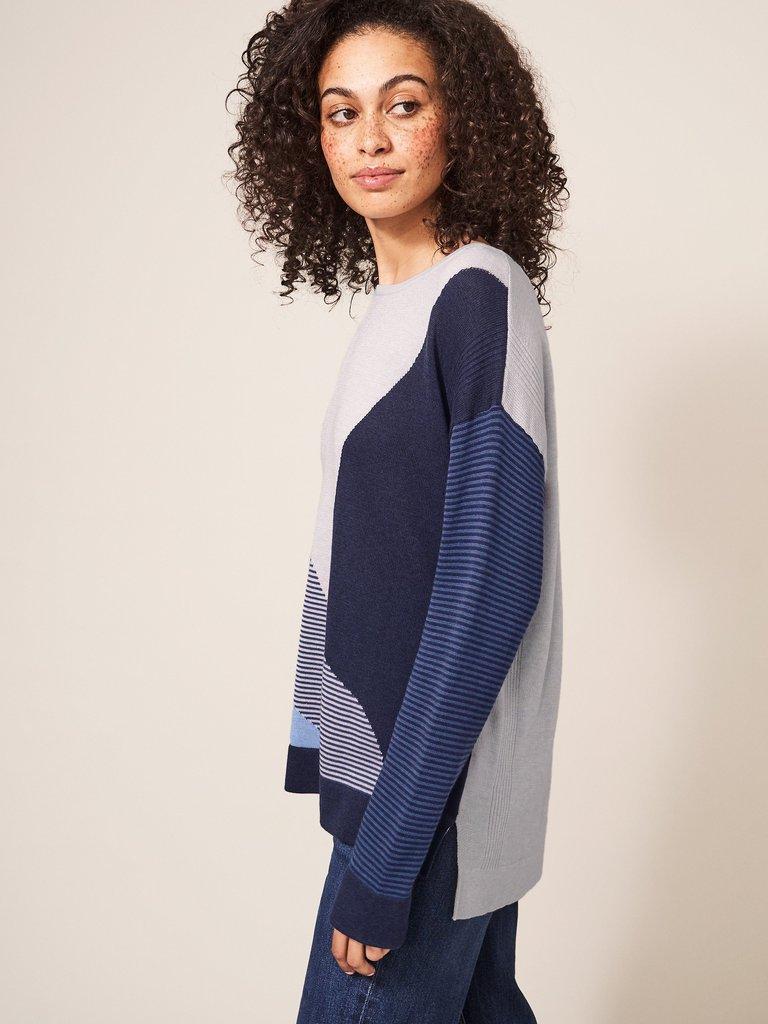 Olivia Abstract Jumper in GREY MLT - MODEL DETAIL