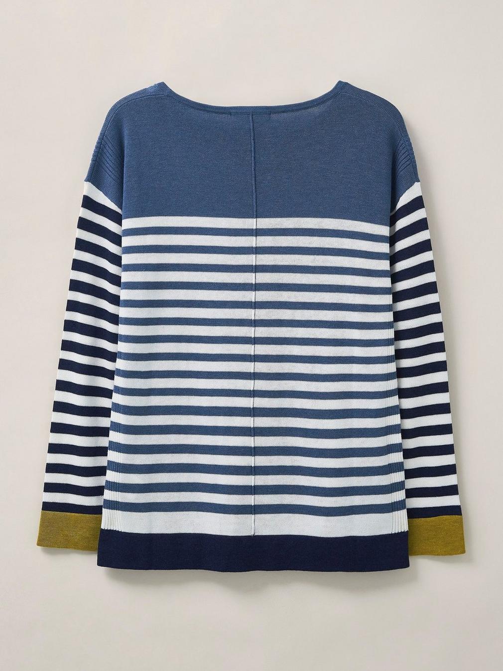 Olivia Colour Block Stripe Jumper in WHITE MLT - FLAT BACK