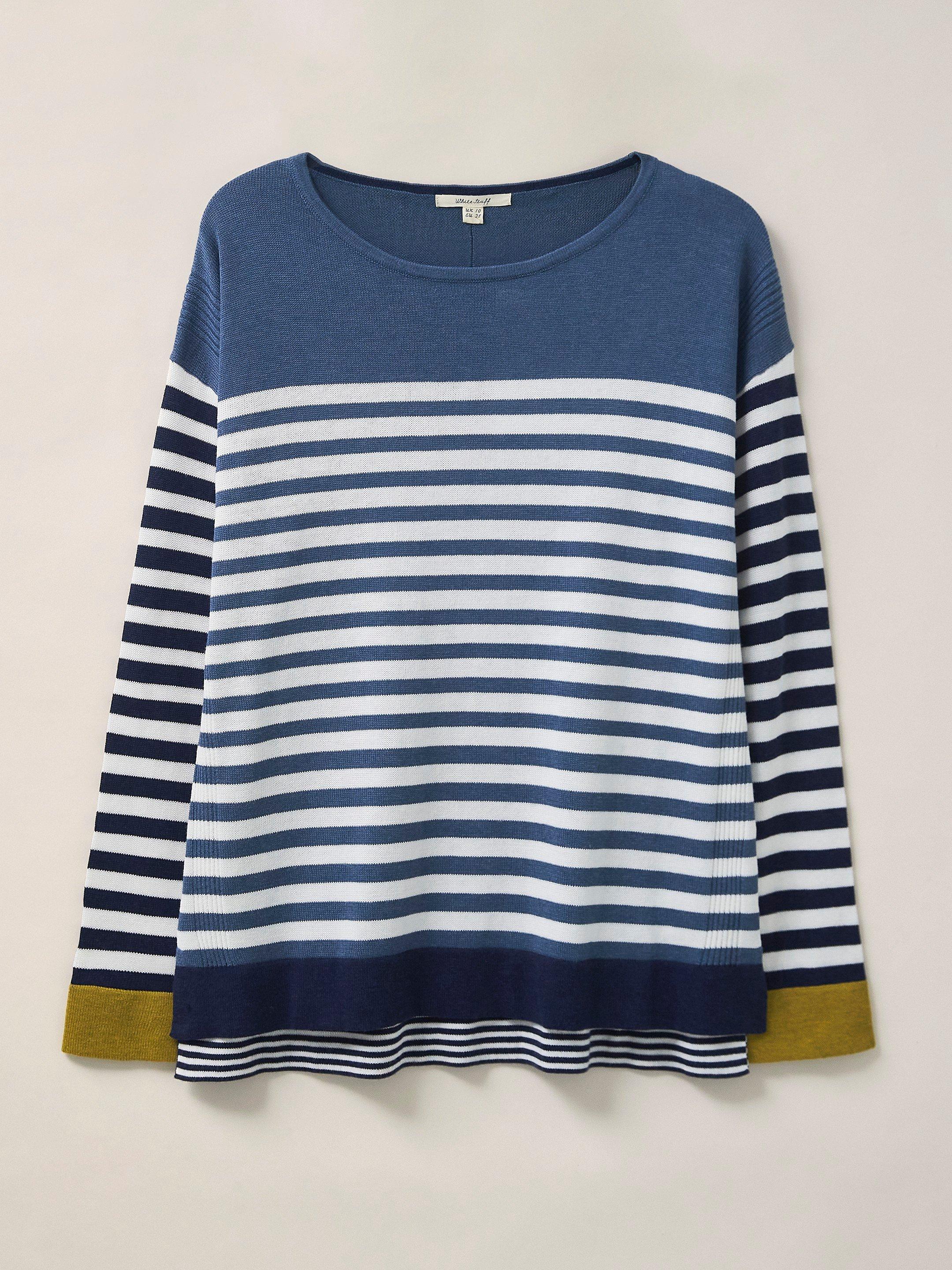 Olivia Colour Block Stripe Jumper in WHITE MLT - FLAT FRONT