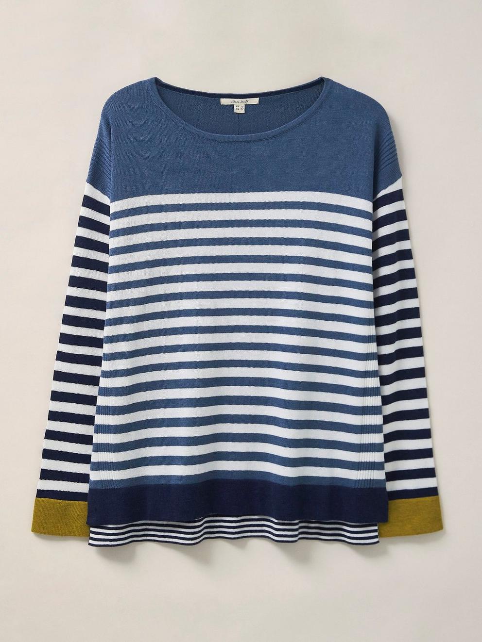 Olivia Colour Block Stripe Jumper in WHITE MLT - FLAT FRONT