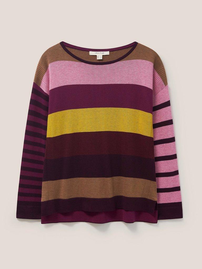 Olivia Stripe Jumper in PINK MLT - FLAT FRONT