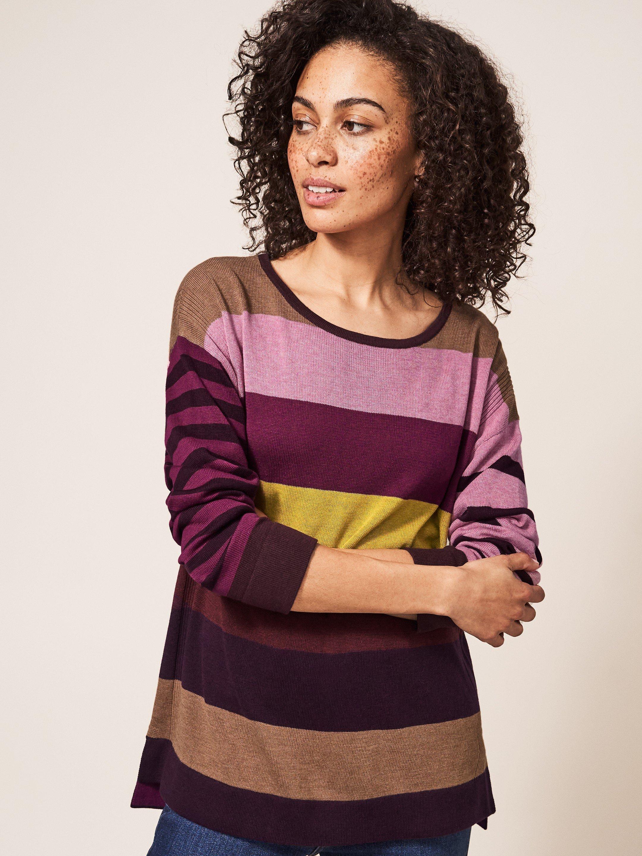 Olivia Stripe Jumper in PINK MLT - LIFESTYLE