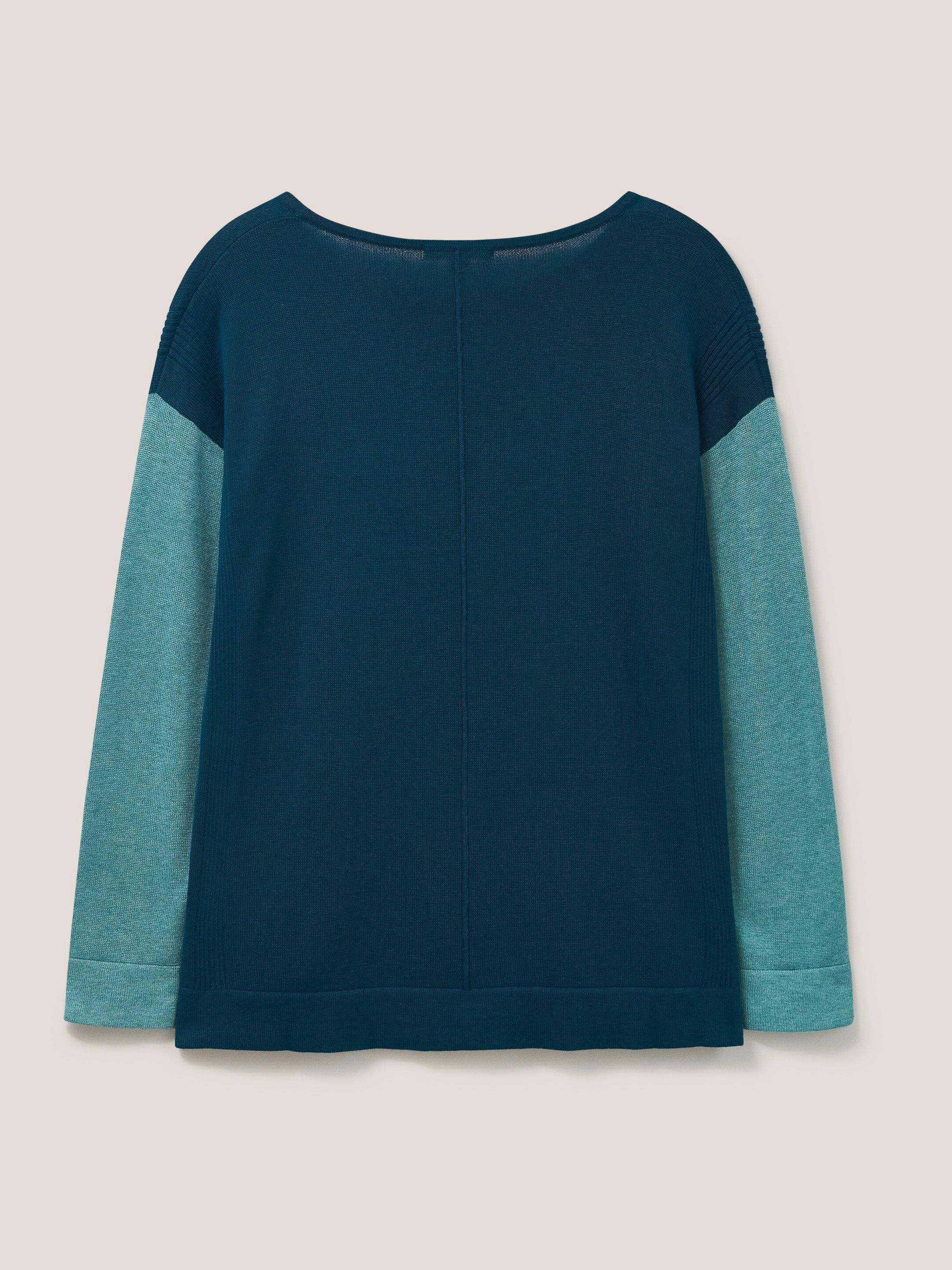 Olivia Crew Neck Jumper in DK TEAL - FLAT BACK