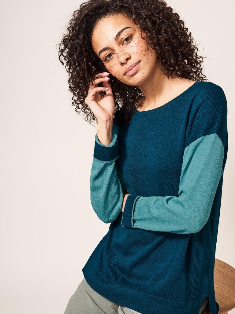 Olivia Crew Neck Jumper in DK TEAL - LIFESTYLE