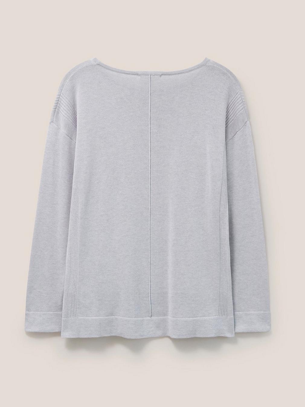 Olivia Crew Neck Jumper in LGT GREY - FLAT BACK