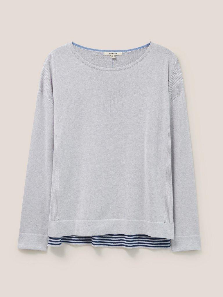 Olivia Crew Neck Jumper in LGT GREY - FLAT FRONT