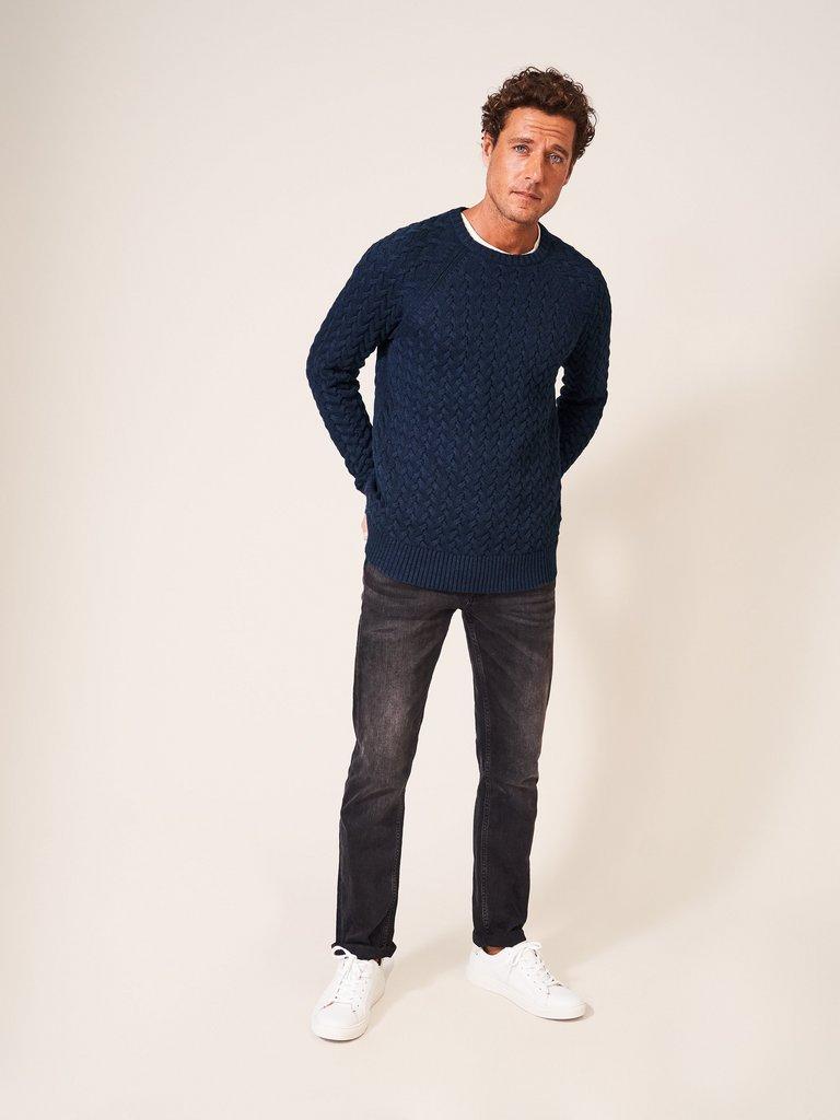 Monmouth Cable in DARK NAVY - MODEL BACK