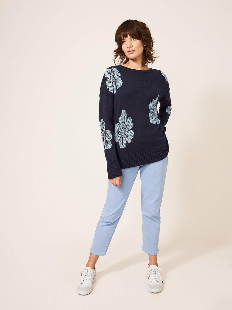 Blossoming Woodland Jumper in NAVY MULTI - MODEL FRONT