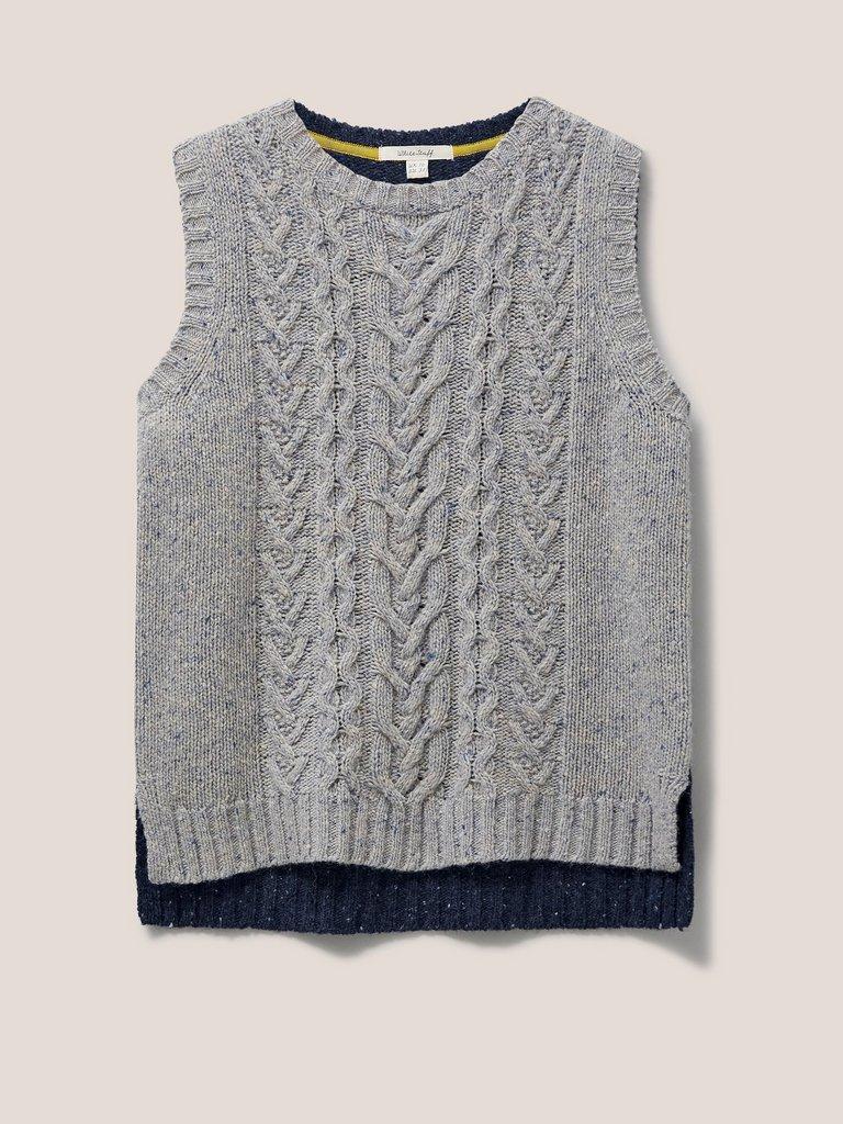 Colourblock Cable Tank in GREY MLT - FLAT FRONT