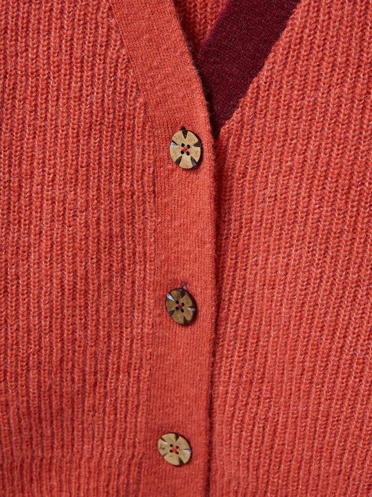 Dehlia Knitted Cardi in MID ORANGE - FLAT DETAIL
