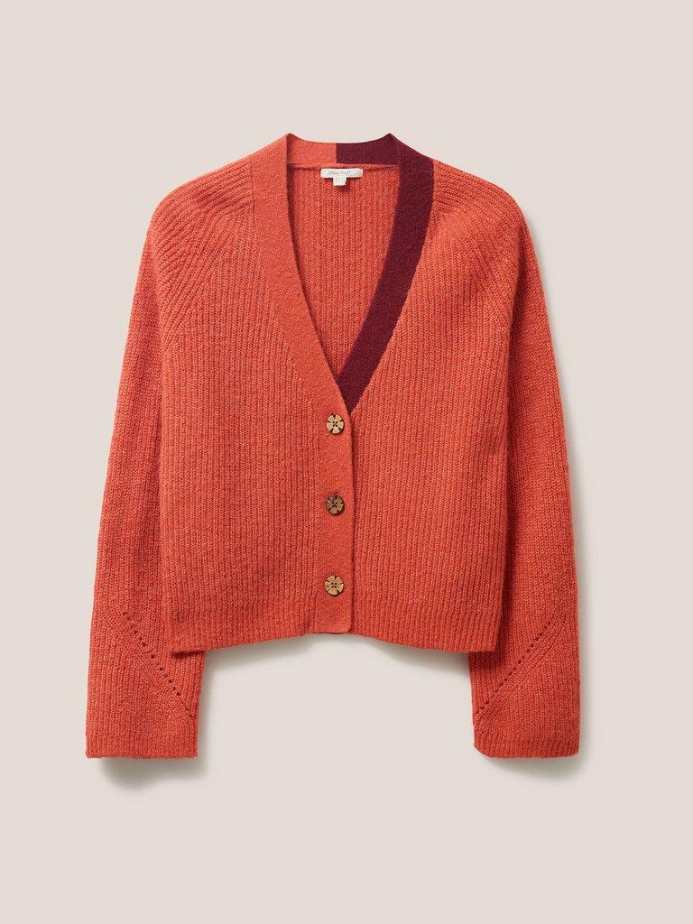 Dehlia Knitted Cardi in MID ORANGE - FLAT FRONT