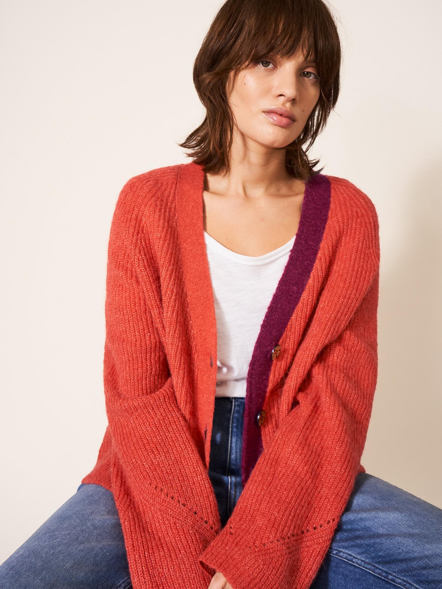 Dehlia Knitted Cardi in MID ORANGE - LIFESTYLE