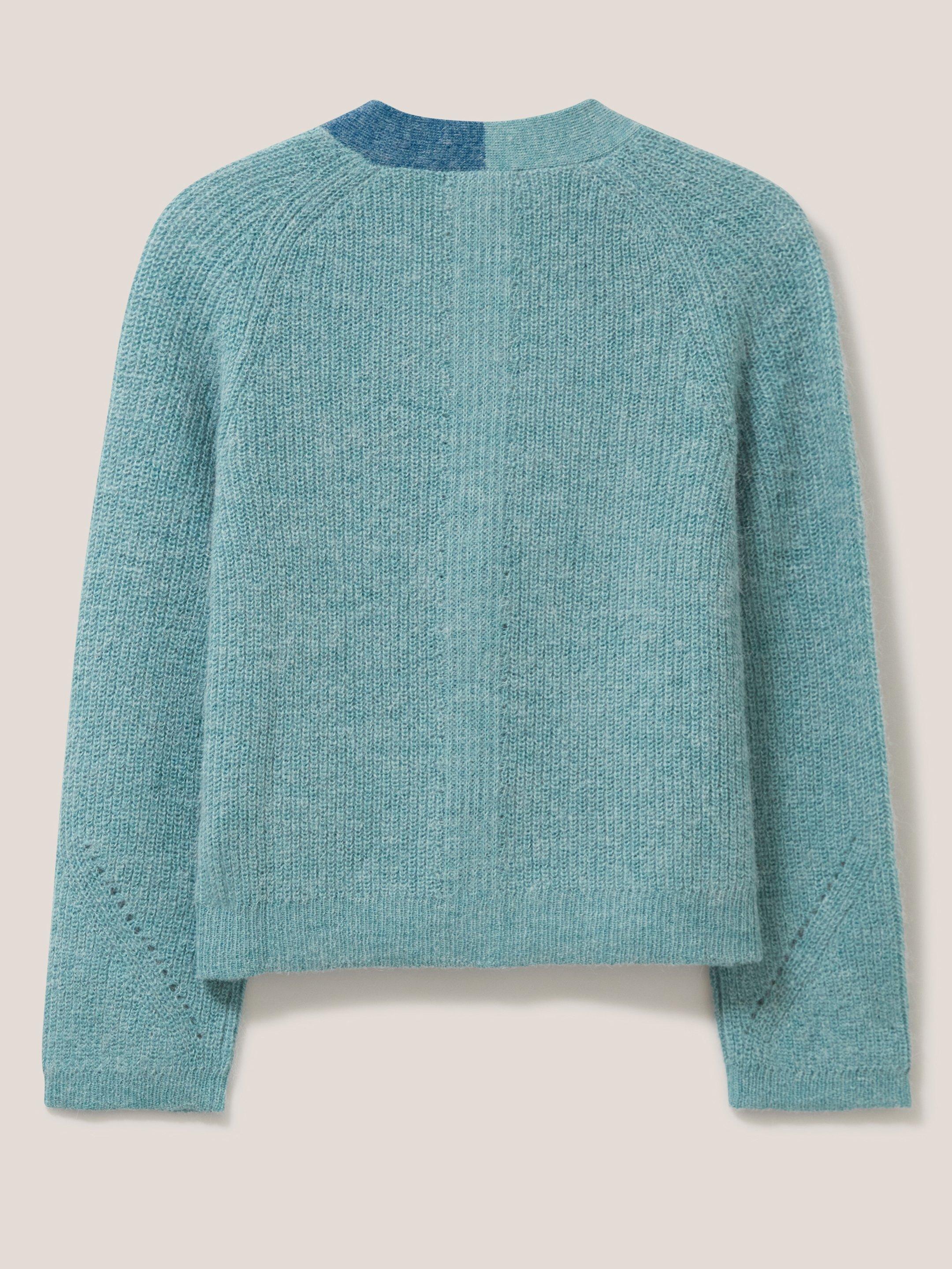 Dehlia Knitted Cardi in MID TEAL - FLAT BACK