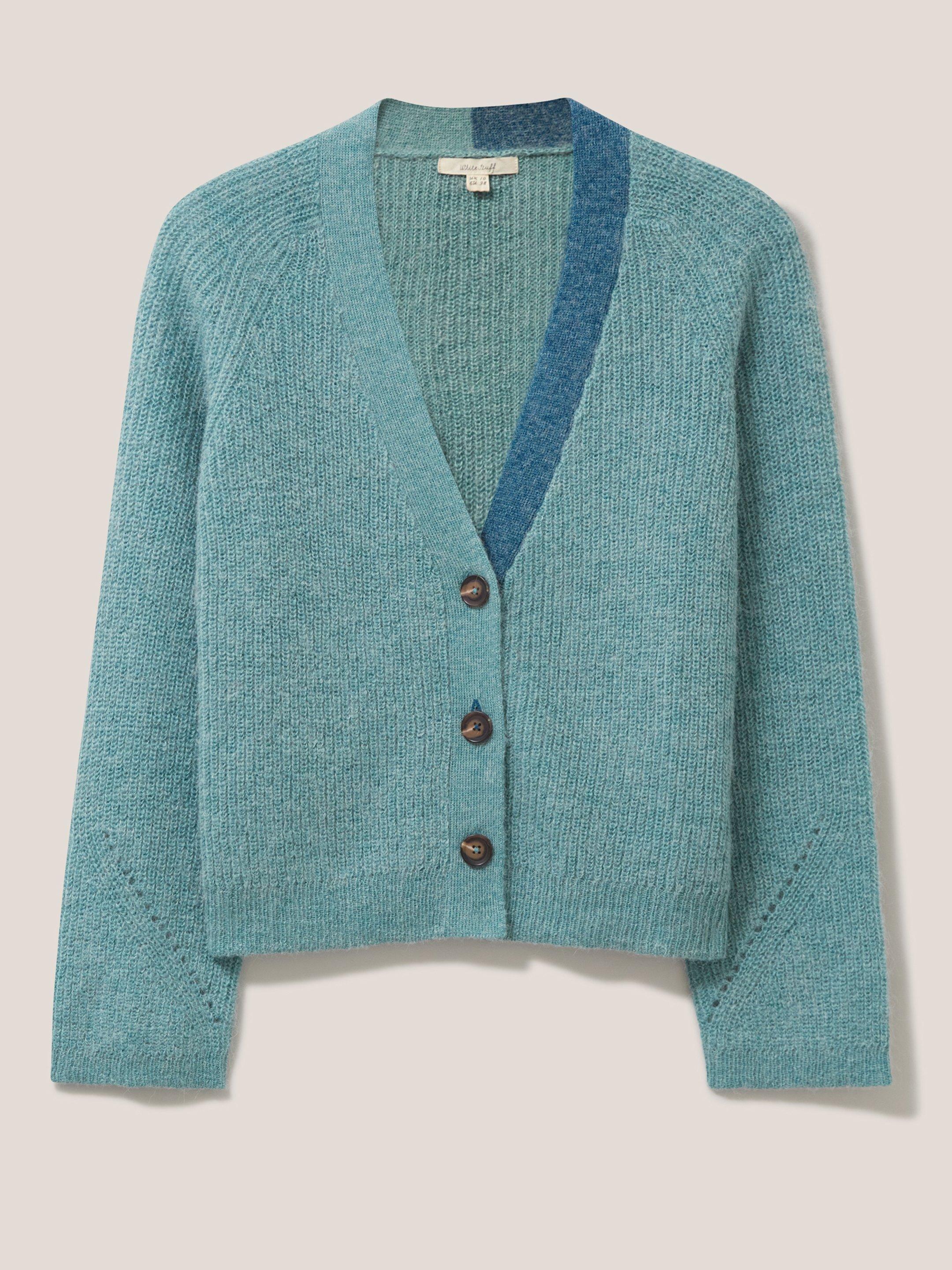 Dehlia Knitted Cardi in MID TEAL - FLAT FRONT