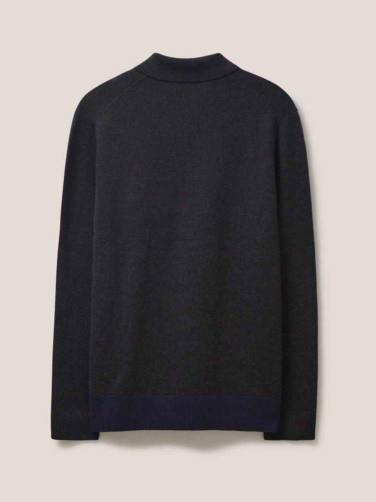 Newport Merino Polo in DARK GREY - FLAT BACK