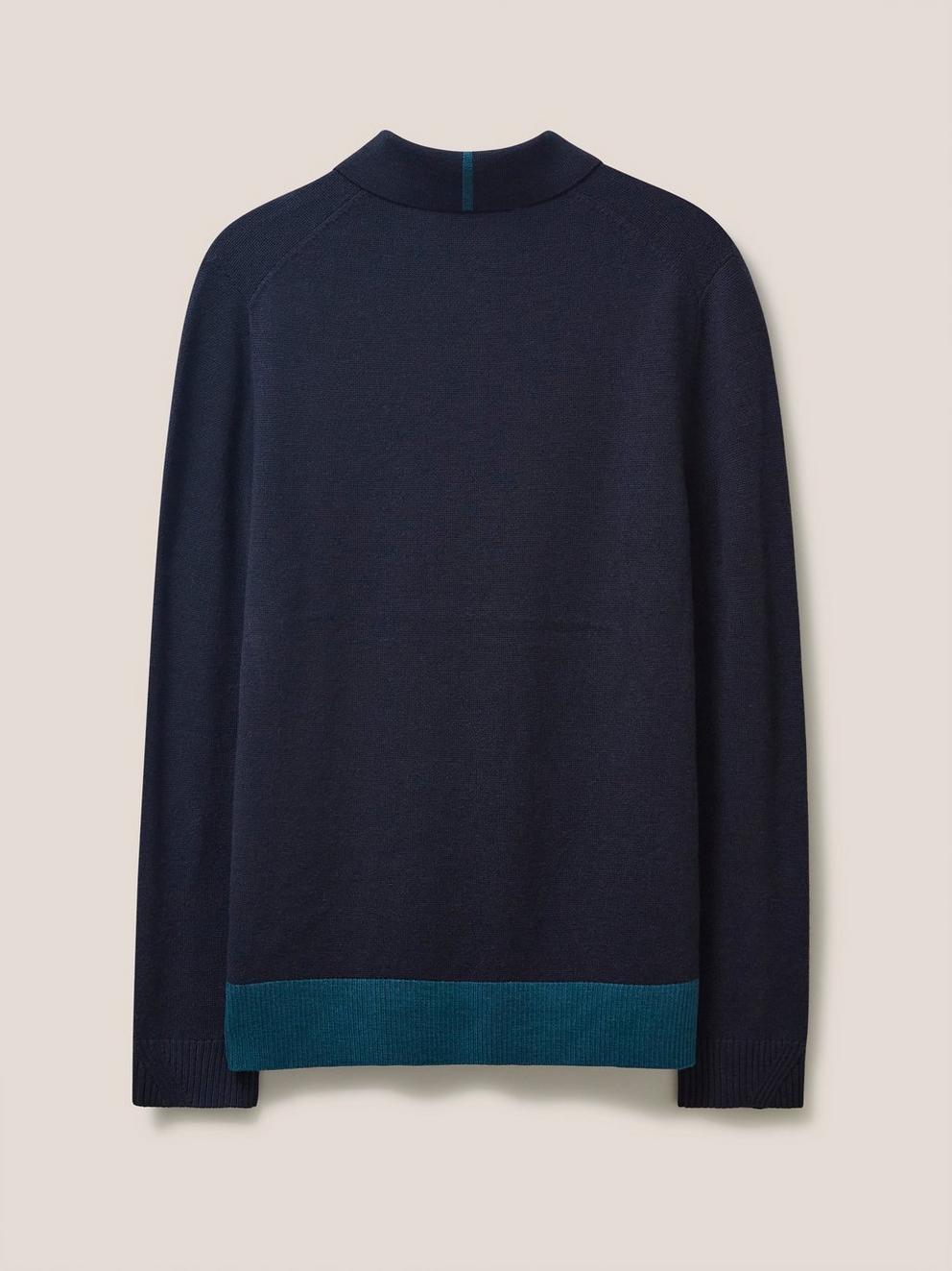 Newport Merino Polo in DARK NAVY - FLAT BACK