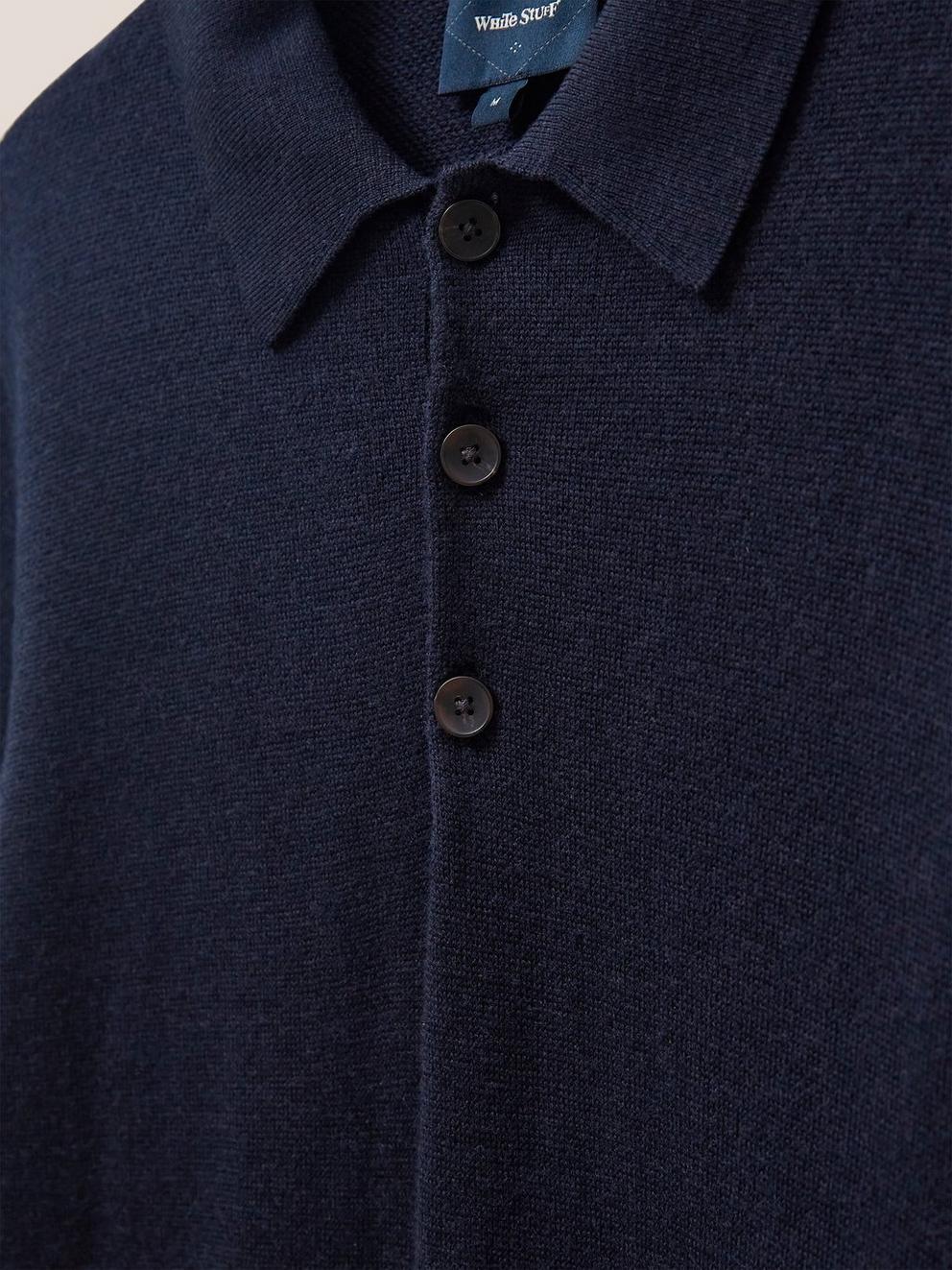 Newport Merino Polo in DARK NAVY - FLAT DETAIL