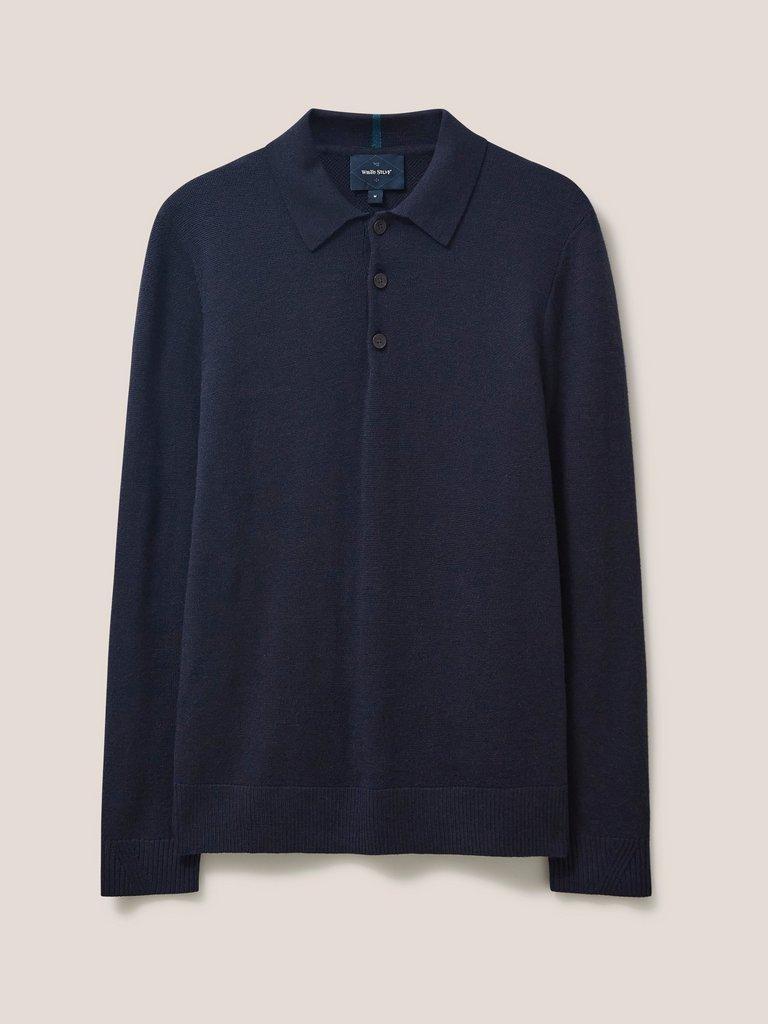 Newport Merino Polo in DARK NAVY - FLAT FRONT
