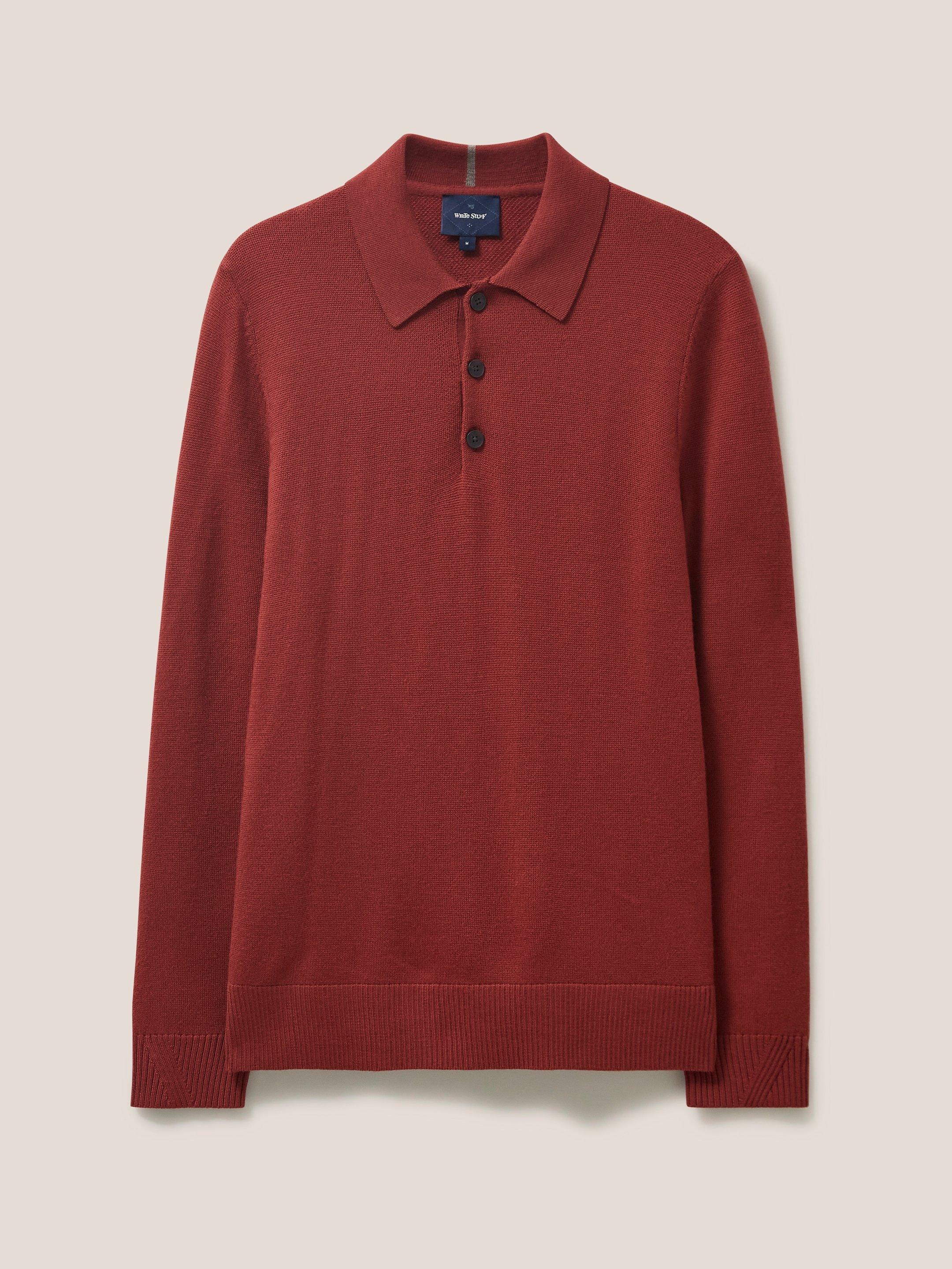 Newport Merino Polo in DEEP RED - FLAT FRONT
