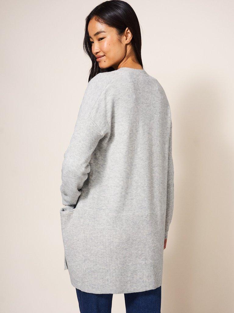 Cosy Cardi in LGT GREY - MODEL BACK