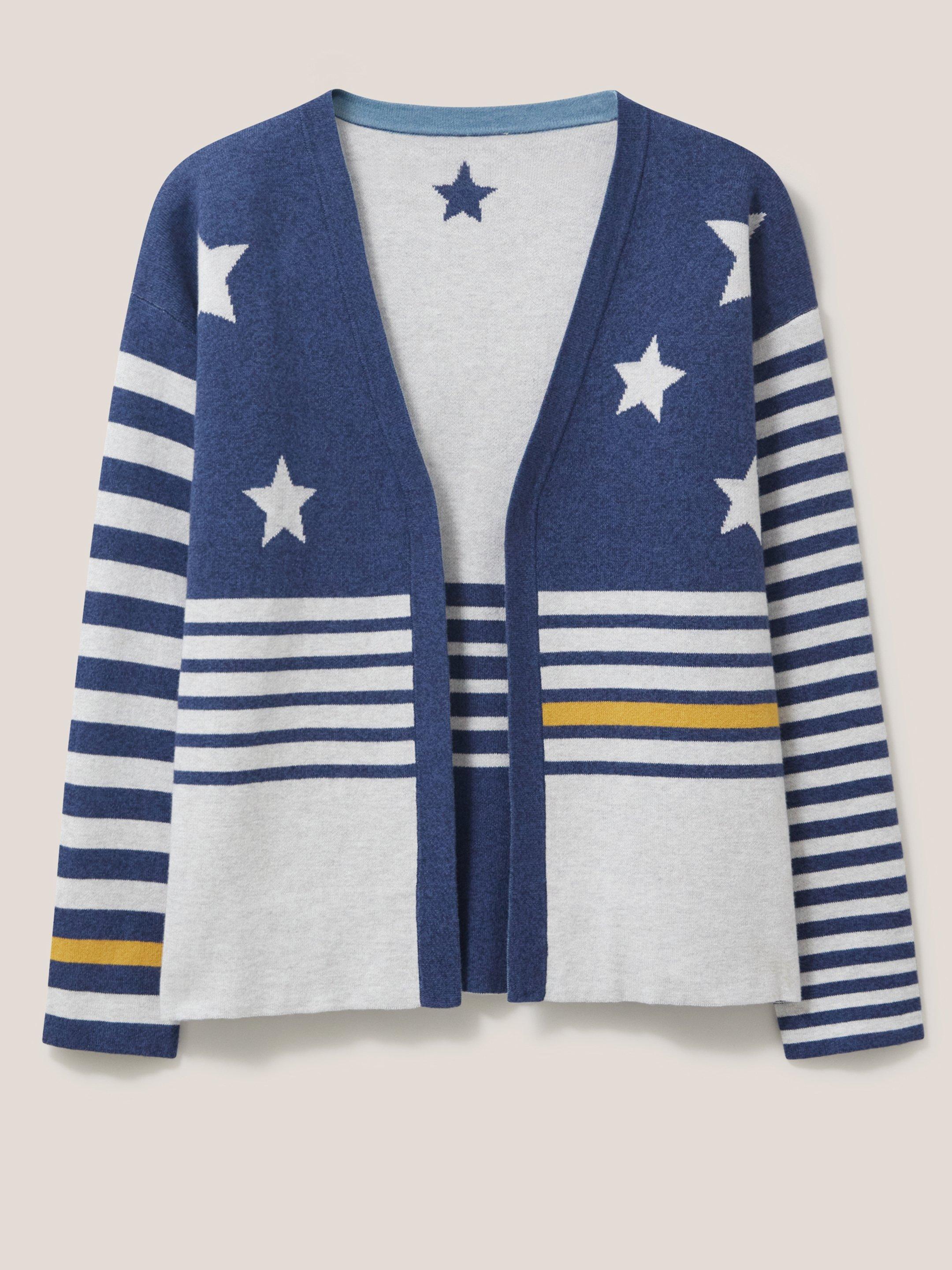 Reversible Star Cardi in GREY MLT - FLAT FRONT