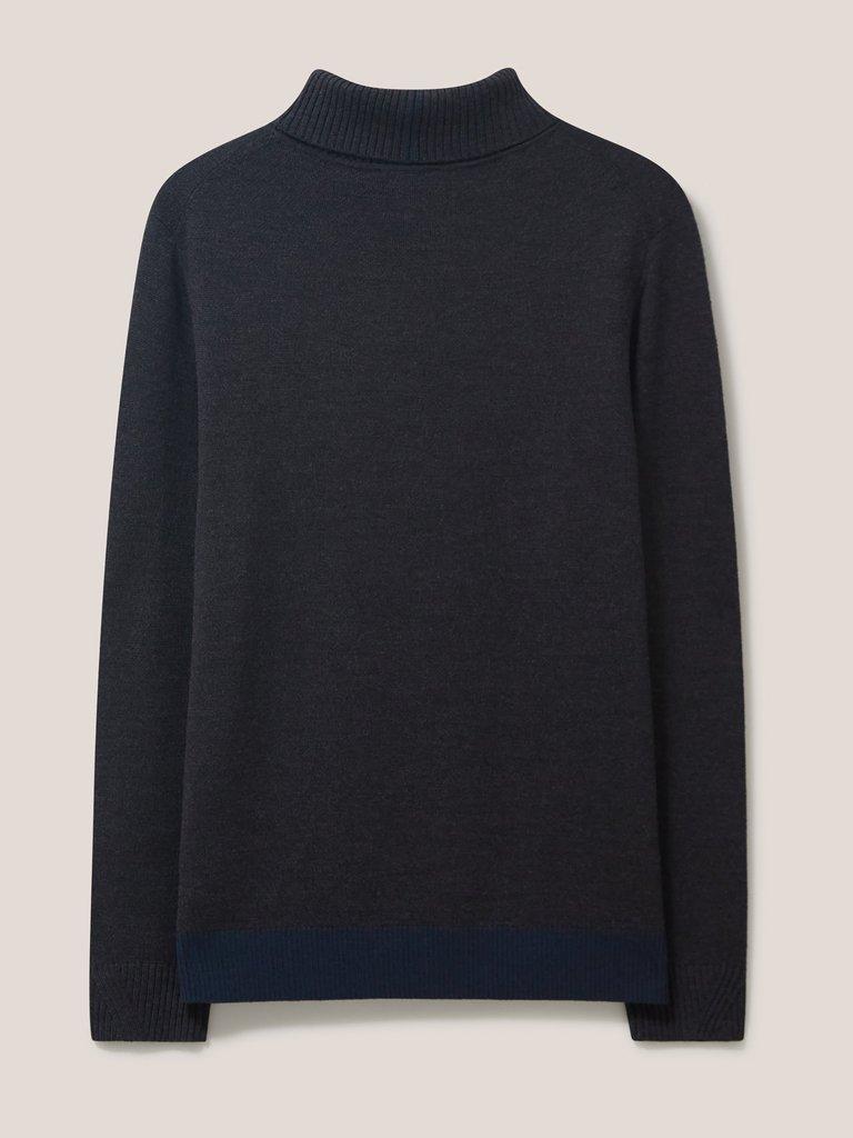 Newport Merino Roll Neck in DARK GREY - FLAT BACK