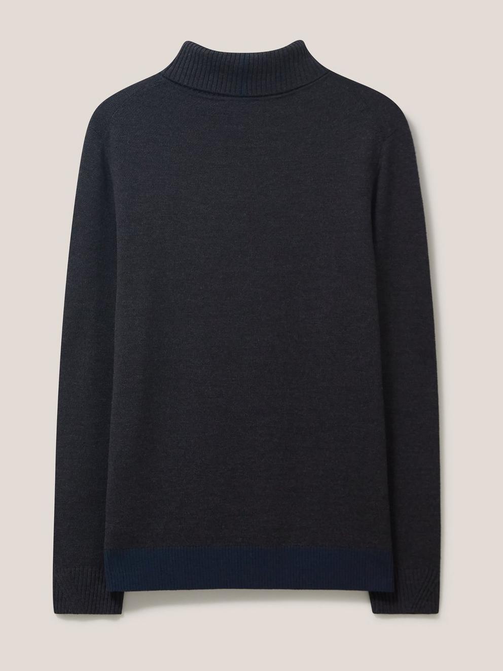 Newport Merino Roll Neck in DARK GREY - FLAT BACK