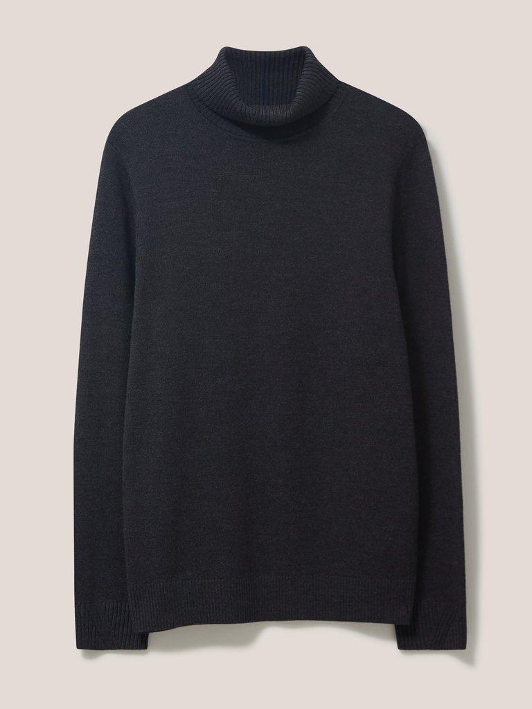 Newport Merino Roll Neck in DARK GREY - FLAT FRONT