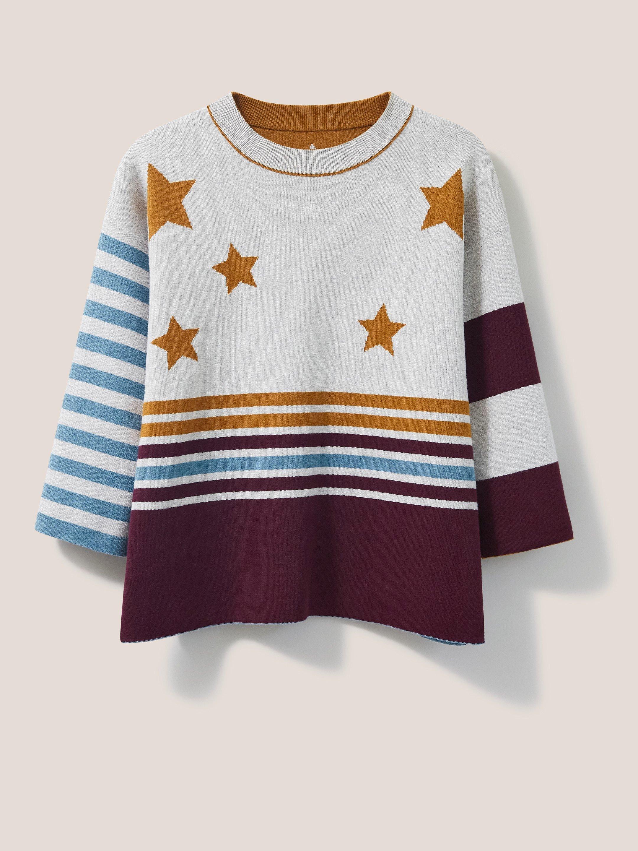 Reversible Star Jumper in TEAL MLT - FLAT DETAIL