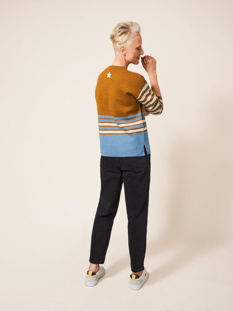 Reversible Star Jumper in TEAL MLT - MODEL BACK