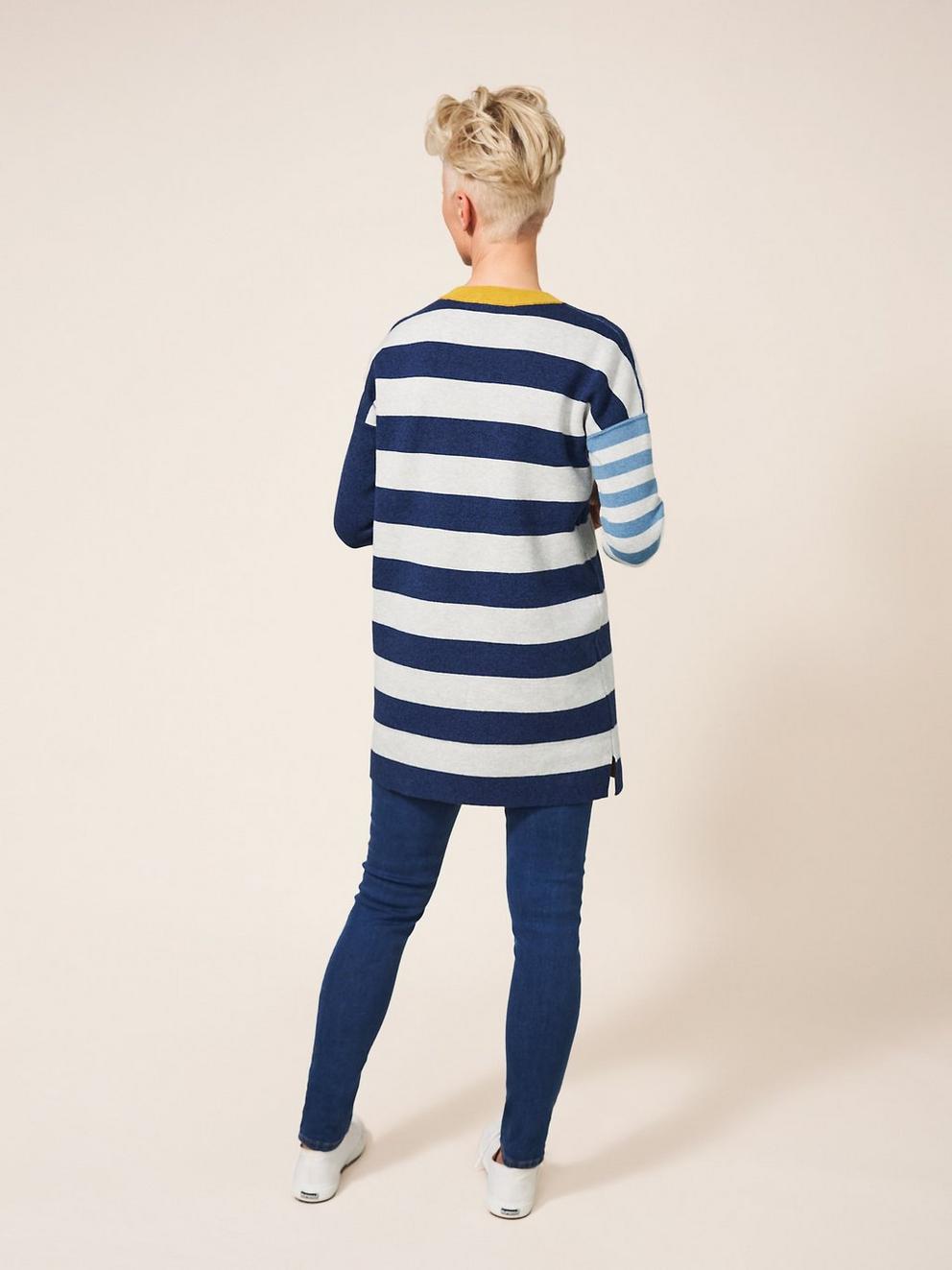 Reversible Stripe Tunic in NAVY MULTI - MODEL BACK