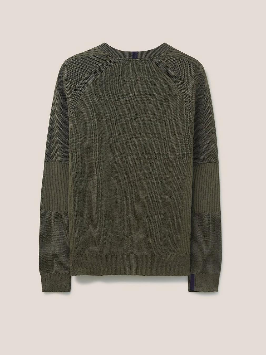 Pentire Raglan Crew in KHAKI GRN - FLAT BACK