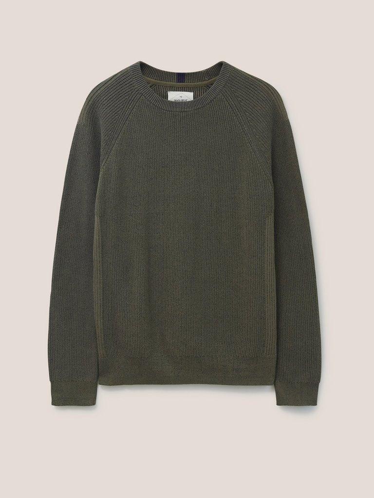 Pentire Raglan Crew in KHAKI GRN - FLAT FRONT