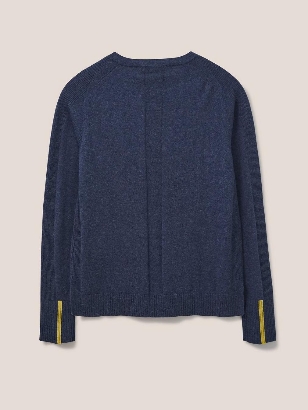 Libby Crew Neck Cardi in DARK NAVY - FLAT BACK