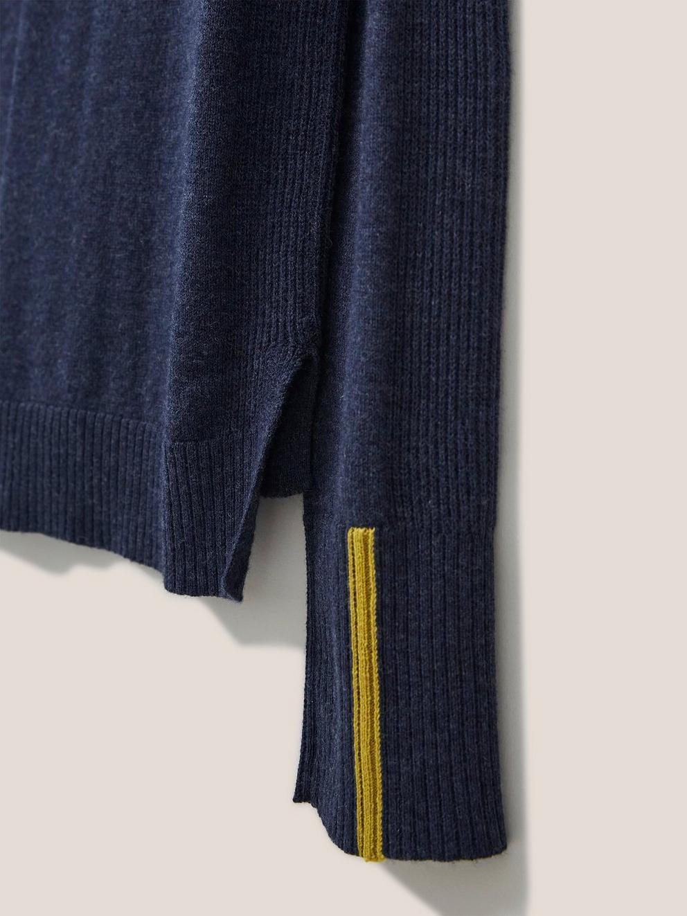 Libby Crew Neck Cardi in DARK NAVY - FLAT DETAIL