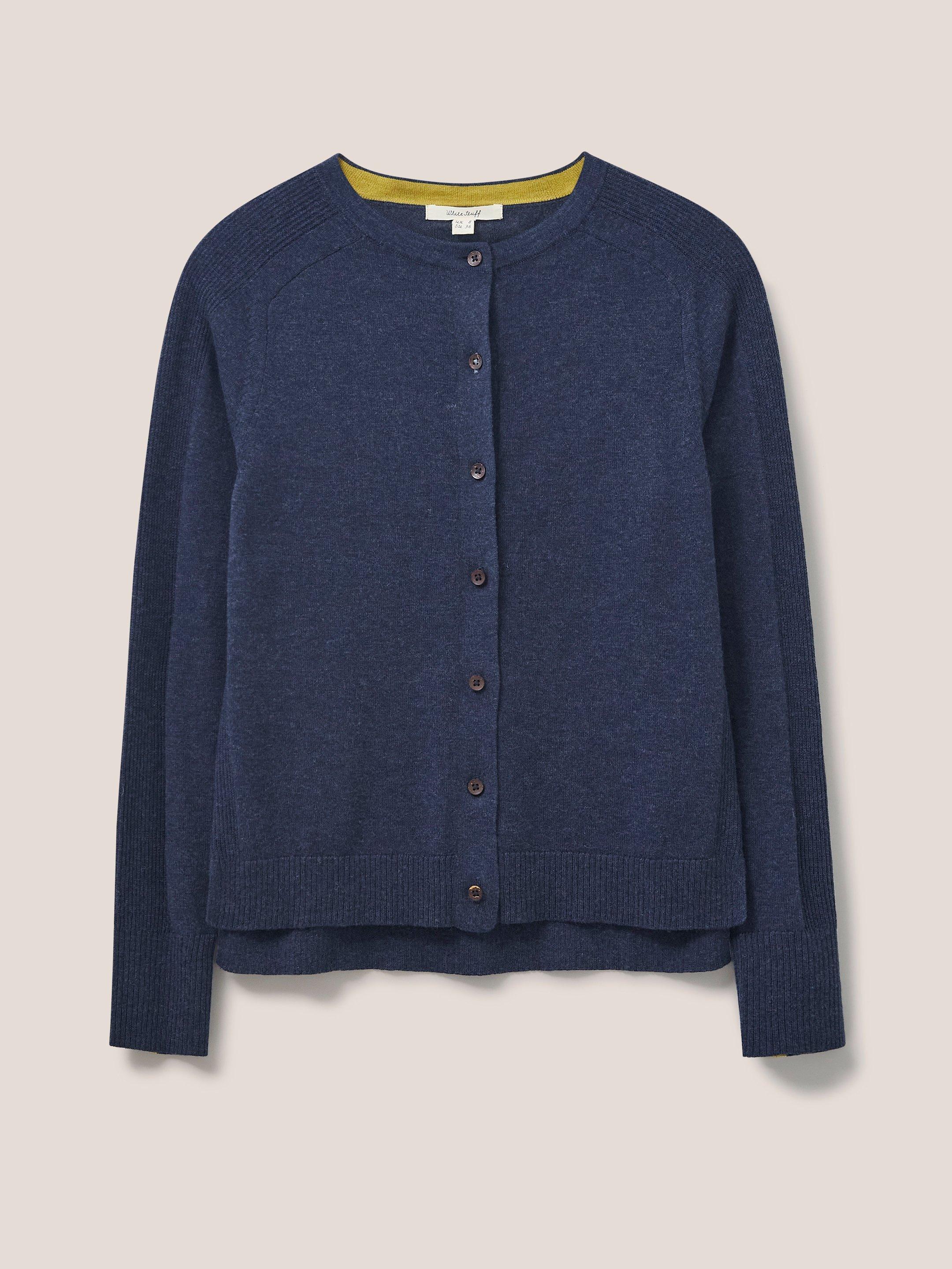 Libby Crew Neck Cardi in DARK NAVY - FLAT FRONT