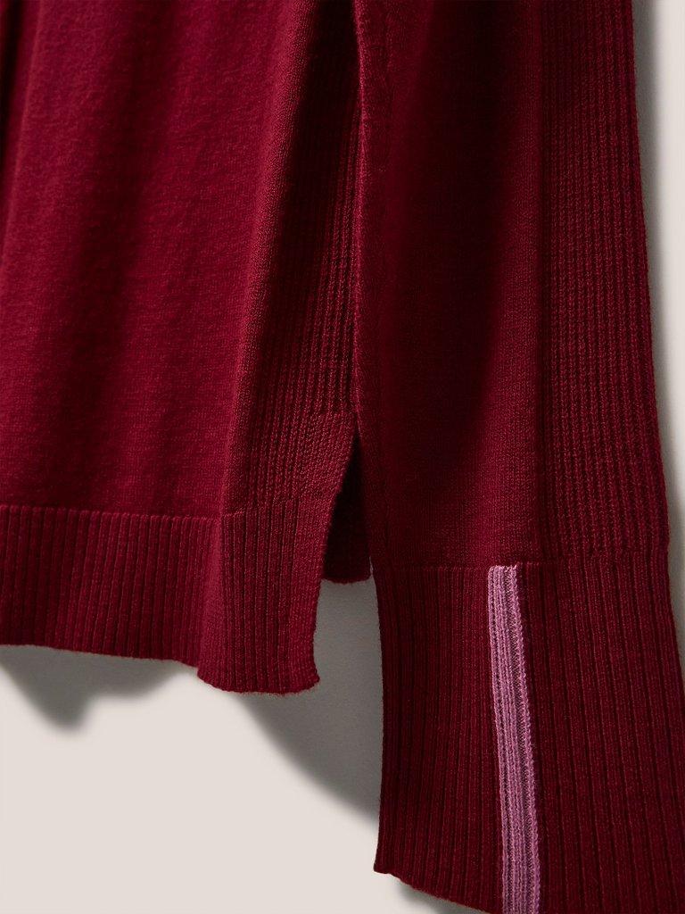 Libby Crew Neck Cardi in DK RED - FLAT DETAIL