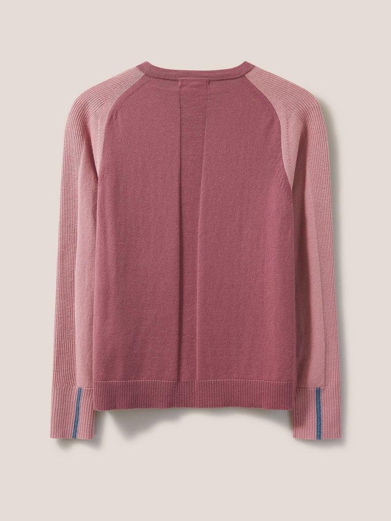 Libby Crew Neck Cardi in DUS PINK - FLAT BACK