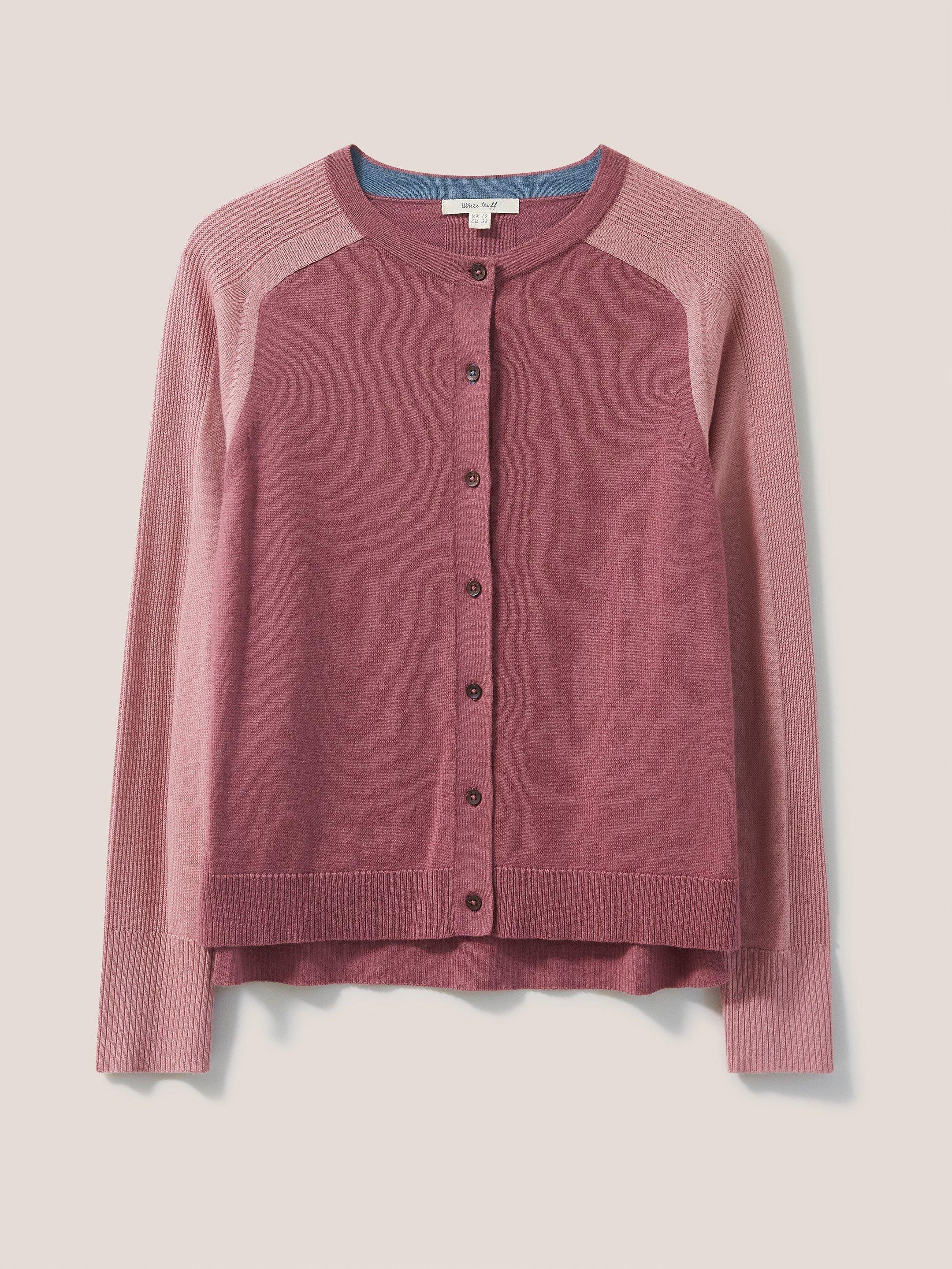 Libby Crew Neck Cardi in DUS PINK - FLAT FRONT