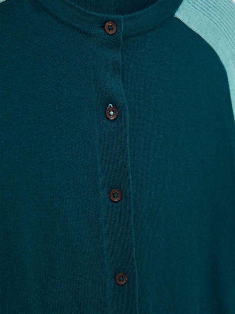 Libby Crew Neck Cardi in MID TEAL - FLAT DETAIL