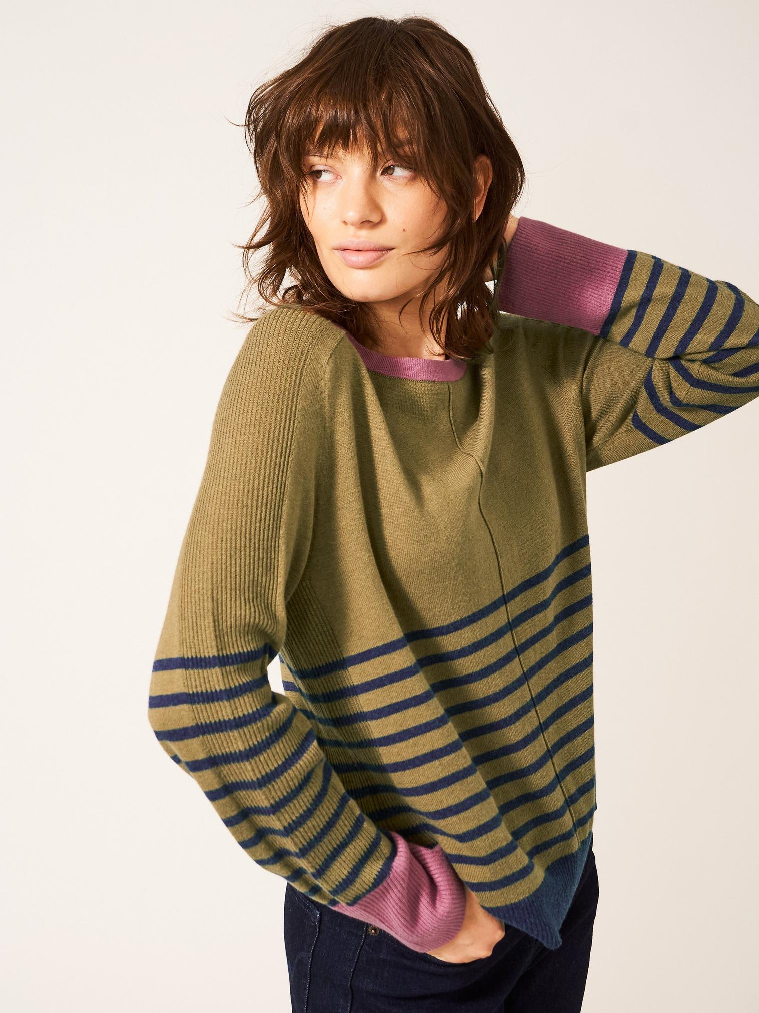 Urban Stripe Jumper in GREEN MLT - LIFESTYLE