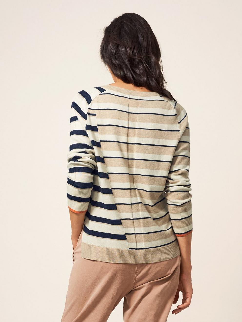 Urban Stripe Jumper in NAT MLT - MODEL BACK