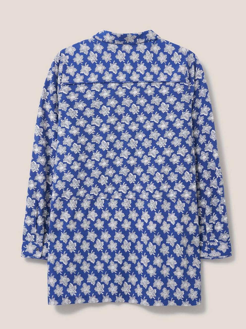 Lottie Longline Mix Shirt in BLUE PR - FLAT BACK