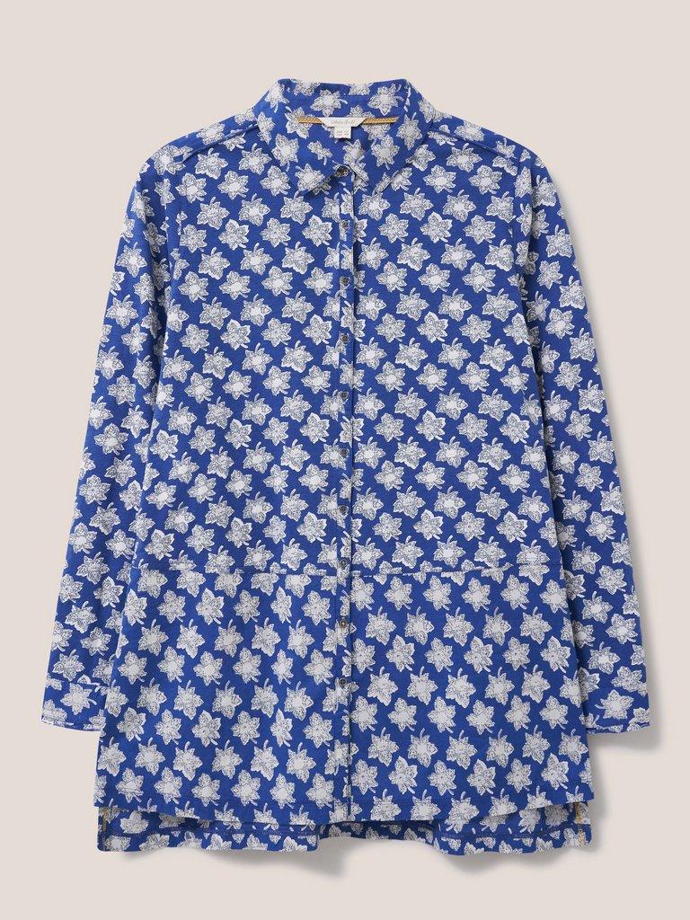 Lottie Longline Mix Shirt in BLUE PR - FLAT FRONT
