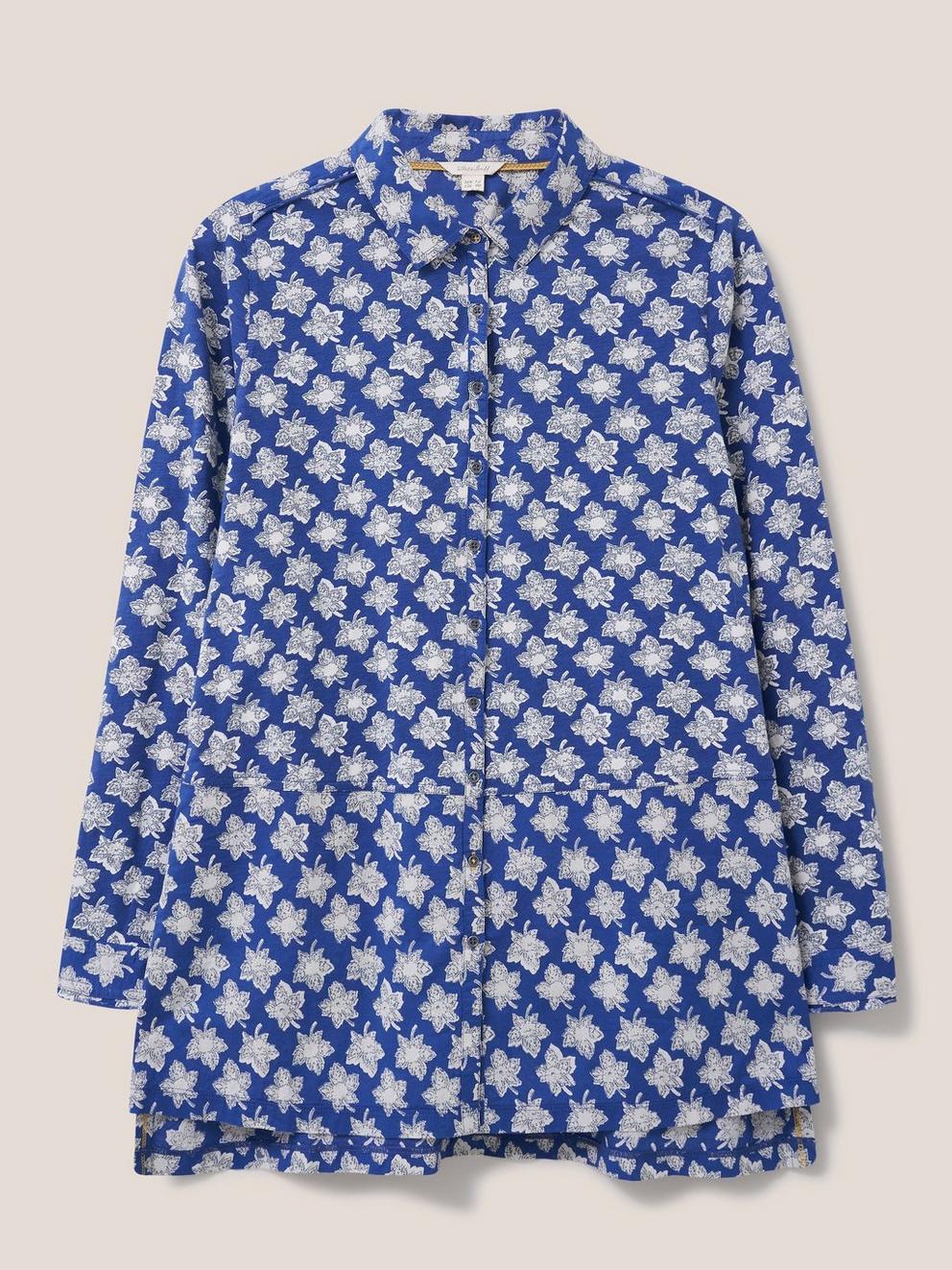 Lottie Longline Mix Shirt in BLUE PR - FLAT FRONT