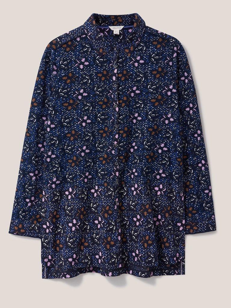 Lottie Longline Mix Shirt in NAVY MULTI | White Stuff