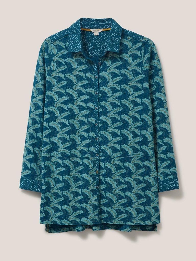 Lottie Longline Mix Shirt in TEAL MLT - FLAT FRONT