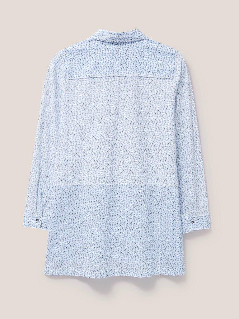 Lottie Longline Mix Shirt in WHITE MLT - FLAT BACK