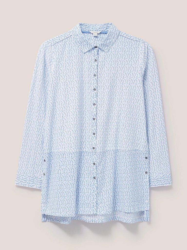 Lottie Longline Mix Shirt in WHITE MLT - FLAT FRONT