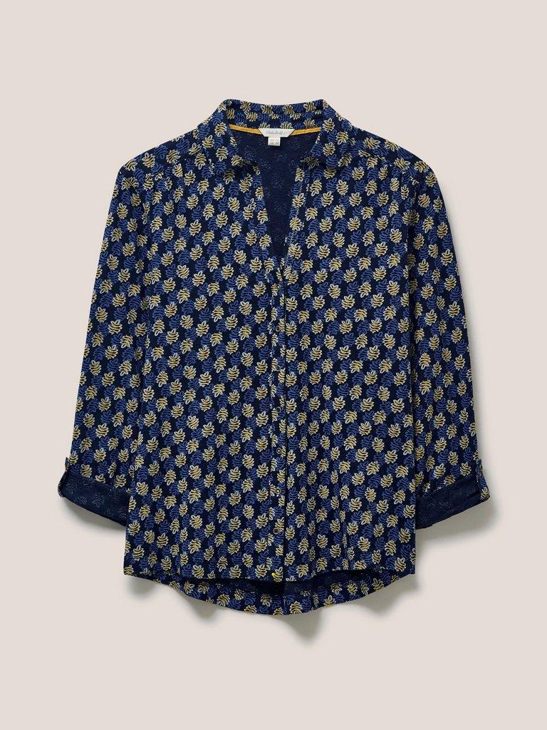 Annie Jersey Fairtrade Cotton Shirt  in BLUE MLT - FLAT FRONT